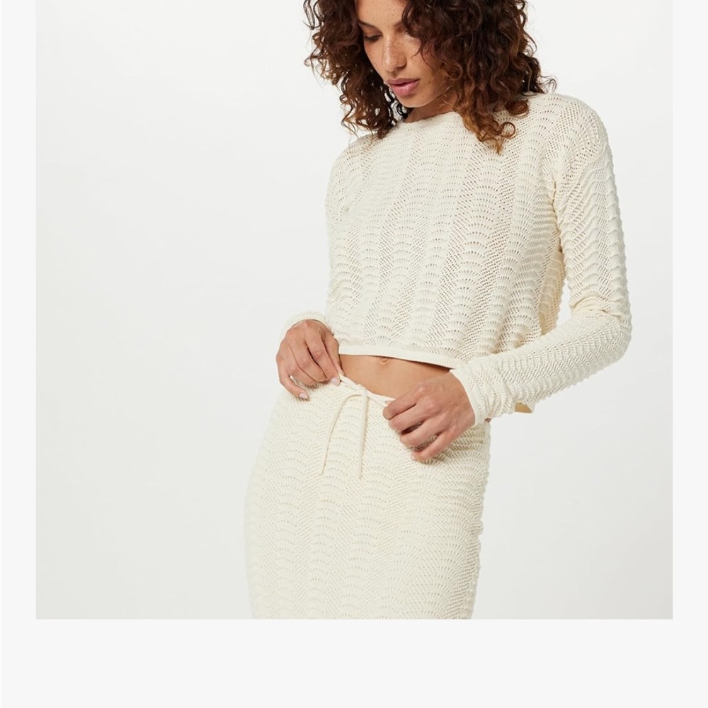 Cream Knit Sweater and Skirt Set